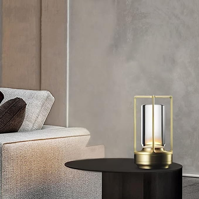 Lampu Meja Hias Touch LED USB Rechargeable Tri Color 2000mAh - TD005 - Golden