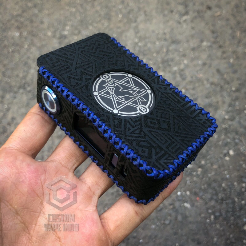 Benang Biru Leather sleeve / Case Basic Centaurus M200 Model Lubang Full Engraving Aztec