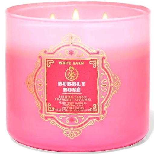 BATH &amp; BODY WORKS BBW BUBBLY ROSE 3-WICK SCENTED CANDLE 411 G LILIN WANGI 3 SUMBU UKURAN BESAR PENGHARUM RUANGAN