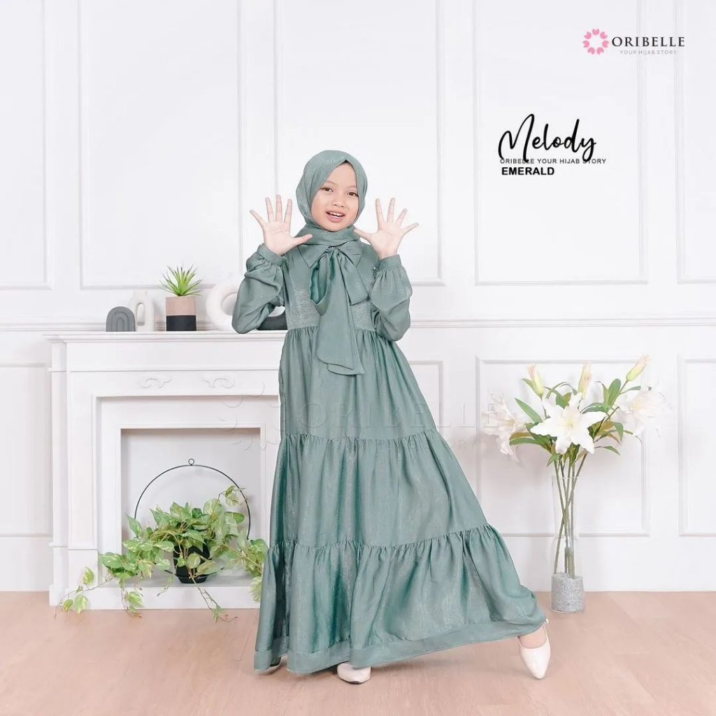 TERBARU GAMIS ANAK 10 Tahun sampai 13 tahun MELODY DRESS KIDS UMUR 10-13 TAHUN PAKAIAN DRESS ANAK PREMPUAN TERBARU BAHAN SANTORINI SILK PREMIUM ADEM DAN KUALITAS BINTANG 5 OOTD DRESS ANAK LEBARAN MOTIV POLOS AKSEN REMPEL