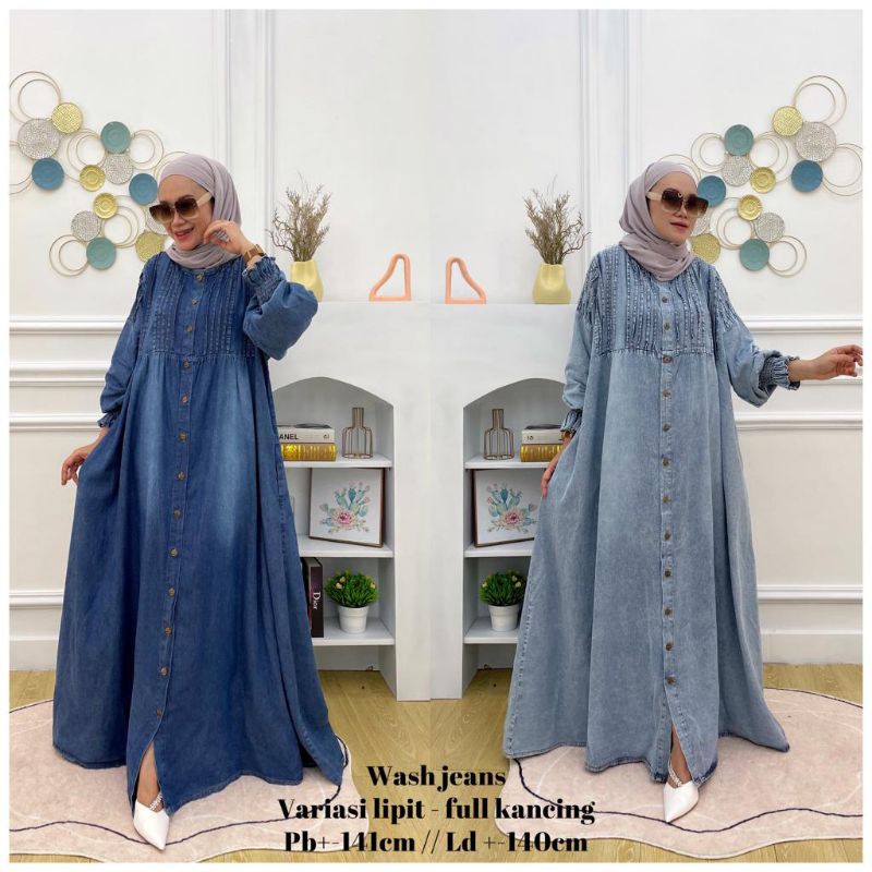 Lipit Jeans Maxy jumbo gamis jeans jumbo gamis wanita jumbo gamis jumbo gamis muslim jumbo gamis jea