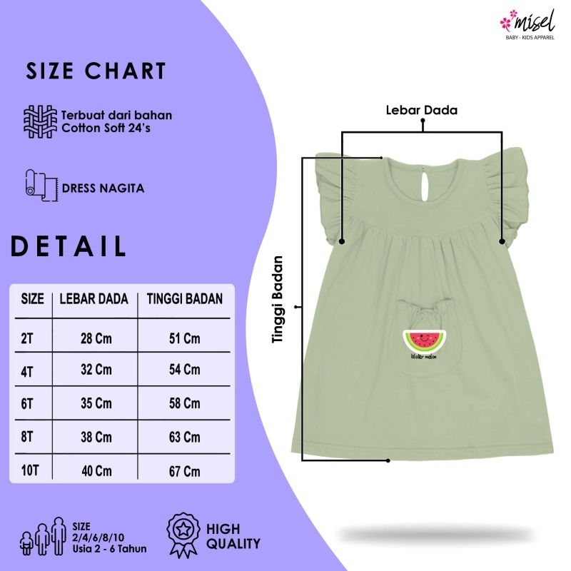 Dress Kaos Anak Perempuan Cewek Misel Nagita Terbaru Usia 2 3 4 5 6 7 8 Tahun
