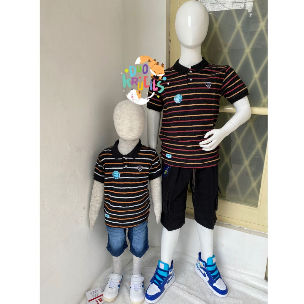 Kaos Polo shirt anak motif GARIS GARIS MRJR