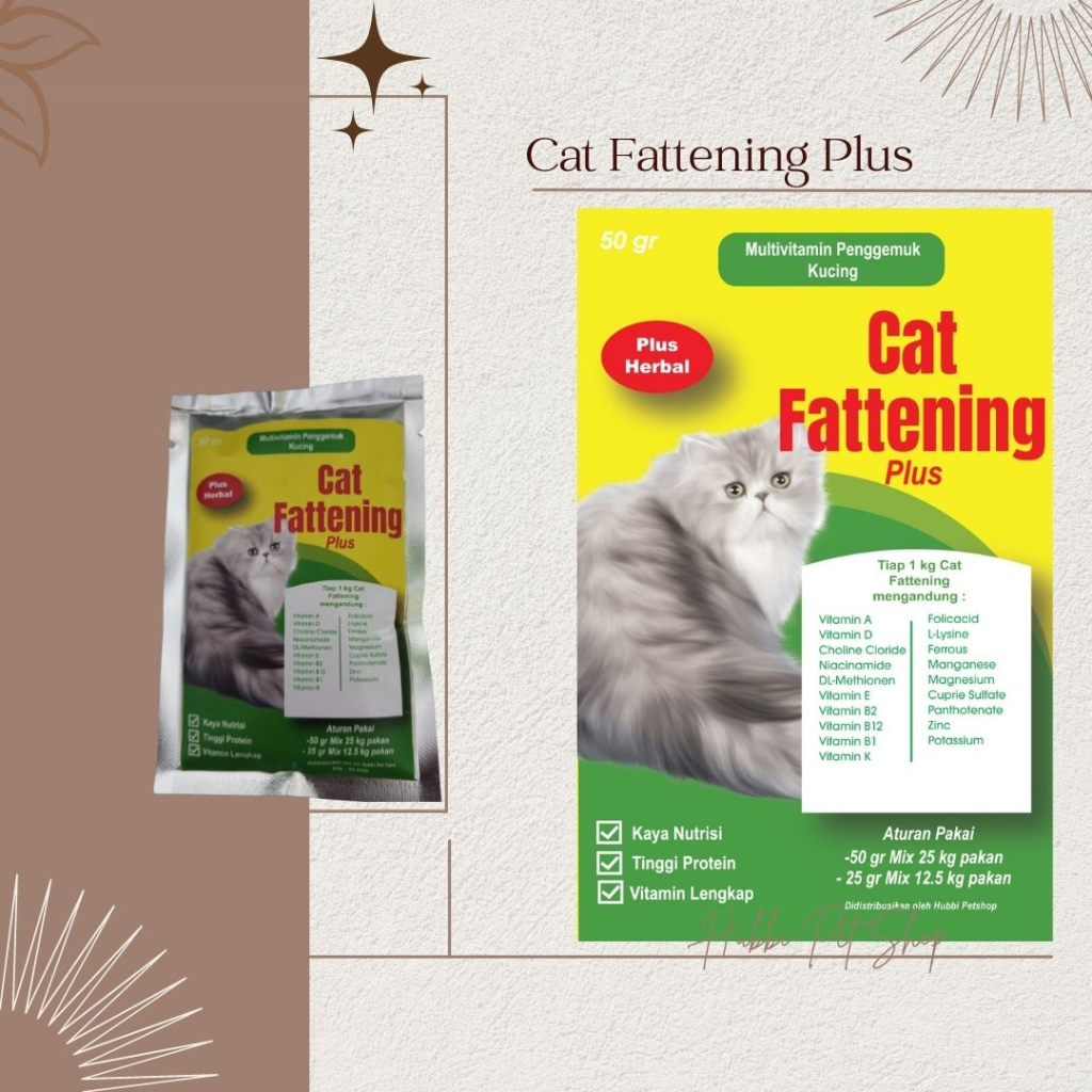 vitamin kucing nafsu makan-BODY FAT-Cat Fattening Plus 50 gram-multivitamin penggemuk kucing kitten