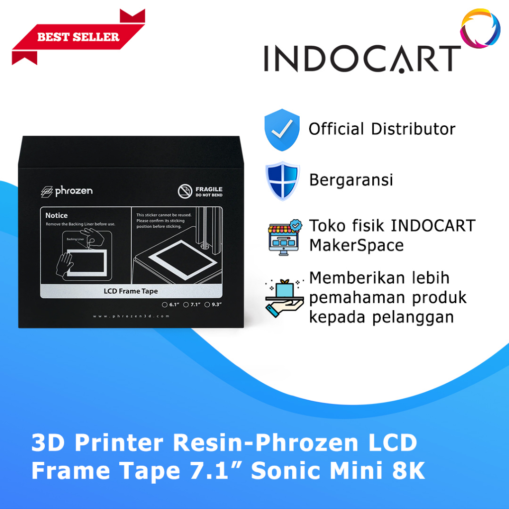 INDOCART 3D Printer Resin-Phrozen LCD Frame Tape 7.1” Sonic Mini 8K