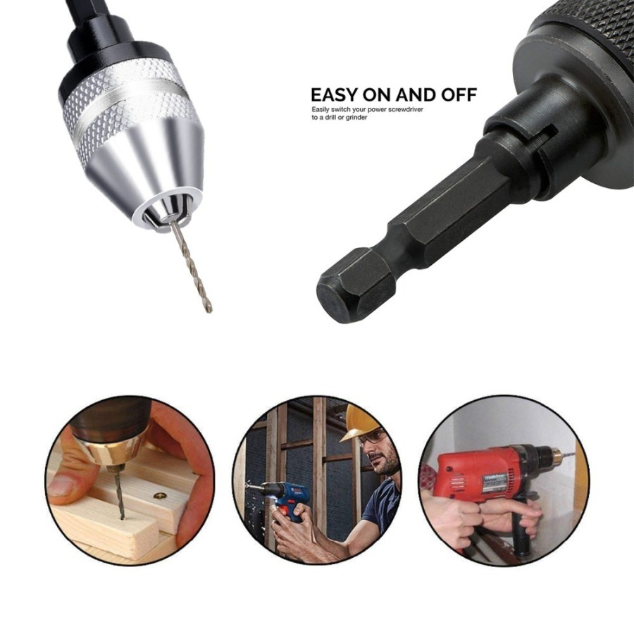 Konverter Pengangan Mata Bor Drill Chuck Bit 1/4 Hex Shank ScrewDriver