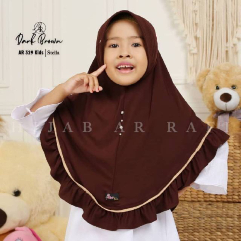 Hijab Kids Arrafi AR 329 Anak Sekolah - Dark Brown