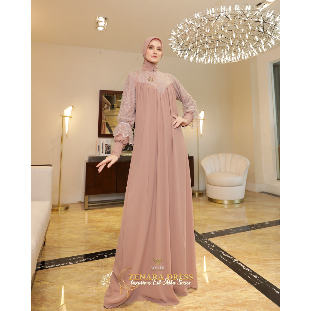 Baju Gamis Zenara Dress Set Jilbab Segiempat by Wwiek Muslimah-Coksu