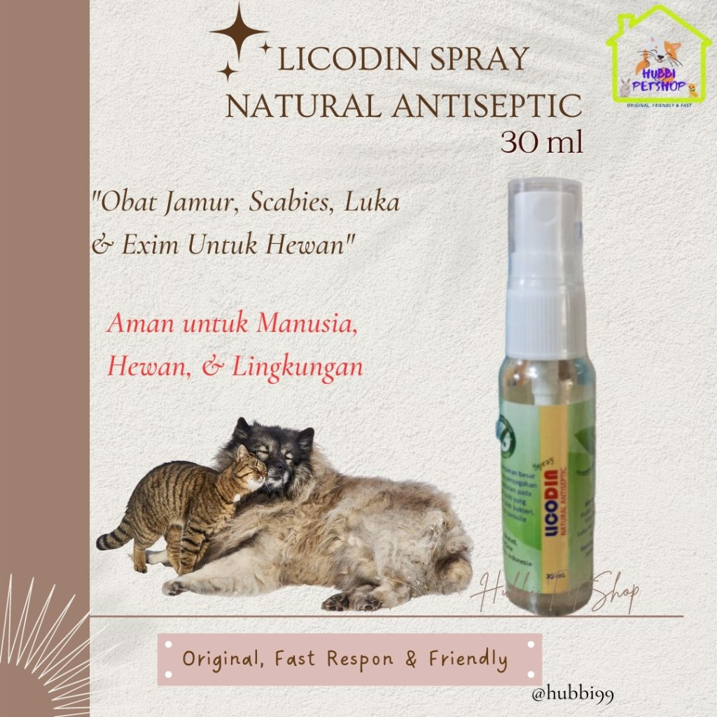 OBAT ANTI JAMUR KUCING LICODIN SPRAY 30ML/OBAT JAMUR SCABIES KUCING ANJING DEMODEX CAT DOG KELINCI