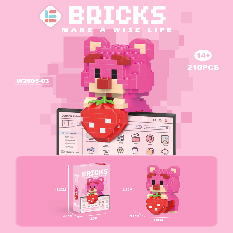 Nano Block Lucu Karakter Kartun Mainan Balok Susun Mainan Anak Edukatif Anak Toy DIY 3D Puzzle Dekorasi Brick Block