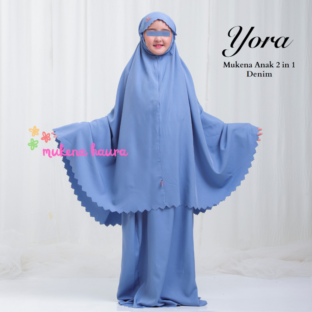 Mukena Anak Resleting Yora 2in1 Laser Cut