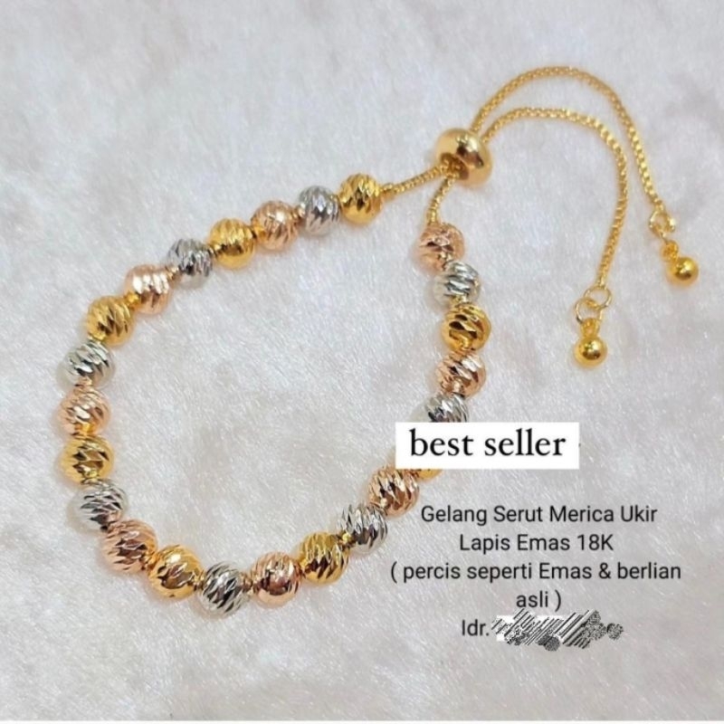 Gelang Premium Lapis emas Kilau mirip emas asli Gelang krincingan serut 88q