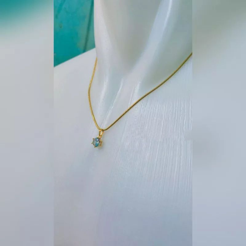 Kalung Titanium Gold Bulat Liontin Mutiara
