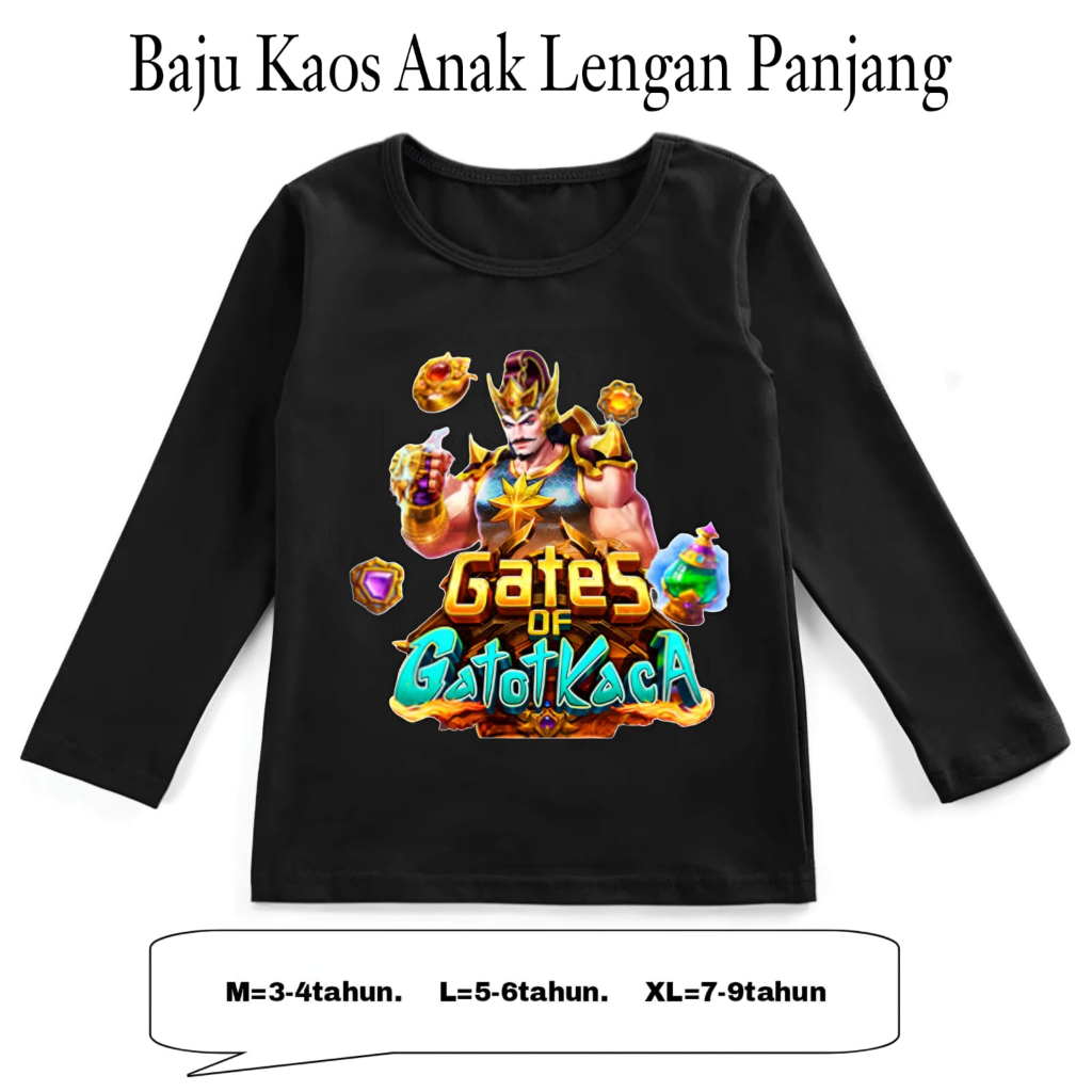 hzl_outfit Kaos Atasan Anak Lengan Panjang Gatot Kaca/Bahan Katun Adem Tidak Panas