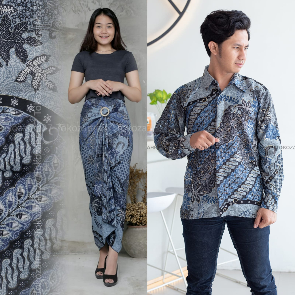 Couple Kemeja Batik Rok Lilit batik Lengan Panjang MOTIF LINGLING