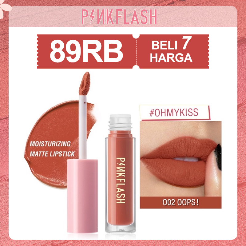 Pinkflash Matte Lipstik Lembut Tahan Lama Dengan Pelembab Pigmentasi Tinggi Long Wearing Hydrating