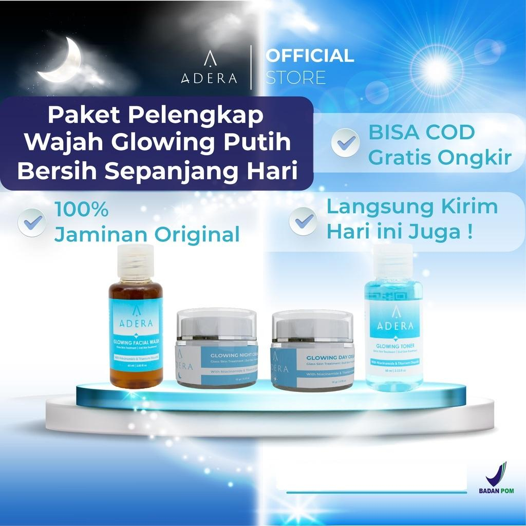 Paket Adera Cream, Facial Wash, Toner, Wajah Glowing Putih Bersih Bebas Jerawat Kusam Flek Bintik Hi