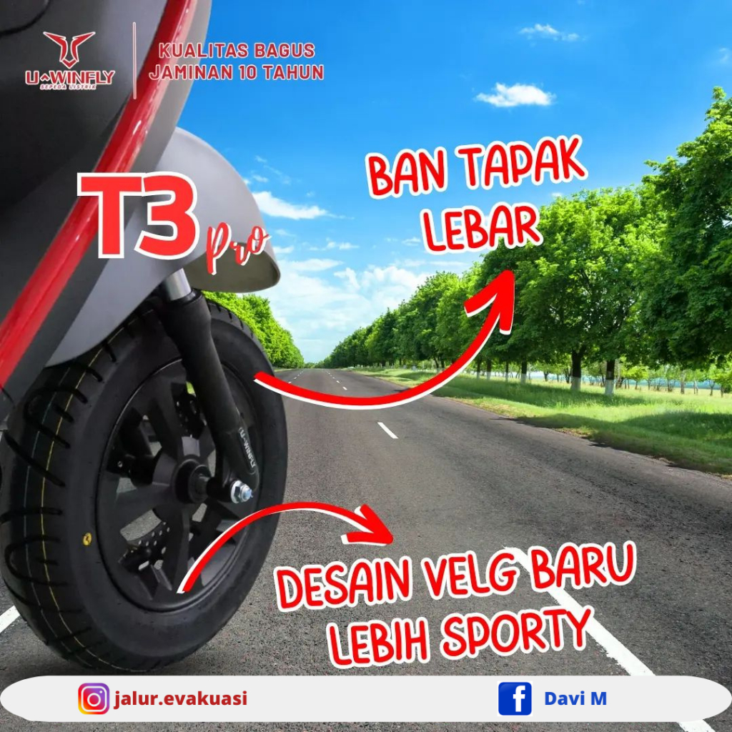Motor Listrik Model Vespa Uwinfly T3s Pro / Termurah Se-Bali