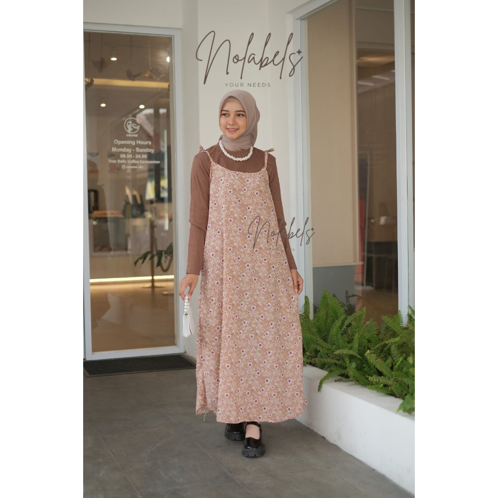 OVERALL WANITA KOREA DRESS VINTAGE MOTIF BUNGA / YUBI SLOOPY DRESS OVERALL JISOO KOREAN STYLE OVERALL DRESS / ZARA LOLY OVERALL KOREAN STYLE