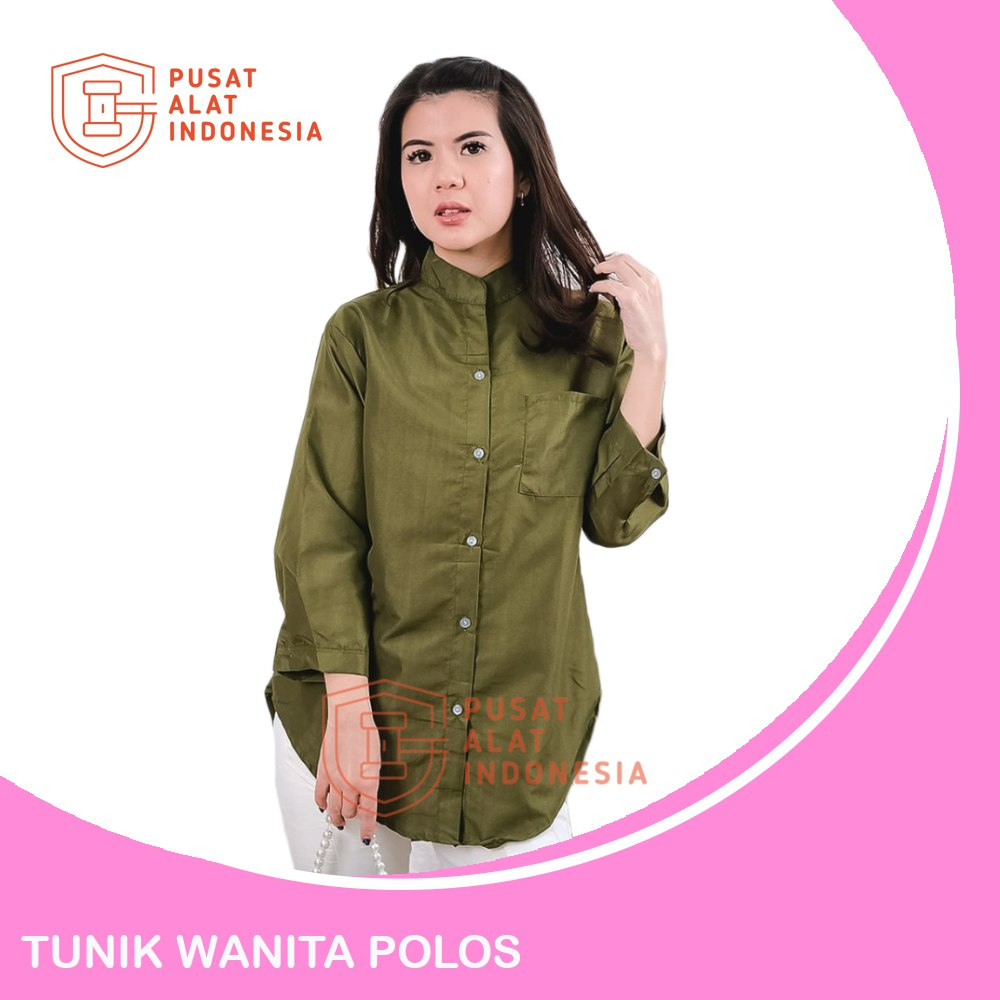 Atasan Wanita Tunik Polos Saku Depan Bahan Katun TNK07PA