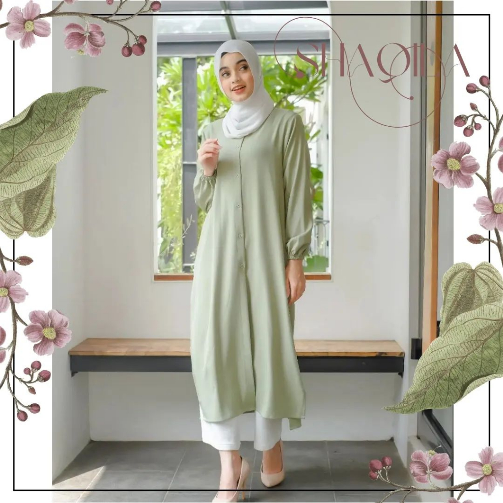 Shakilla Teen Tunik // Gamis Anak Perempuan Muslimah Remaja Tanggung Umur 14 15 16 tahun ( Tergantung Tinggi Badan ) Warna Green Sage Terkini // Tunik Anak Bahan Shakilla Premium // Tunik Anak Lucu // Pakaian Remaja Dewasa Seragaman // Baju Idul Fitri //