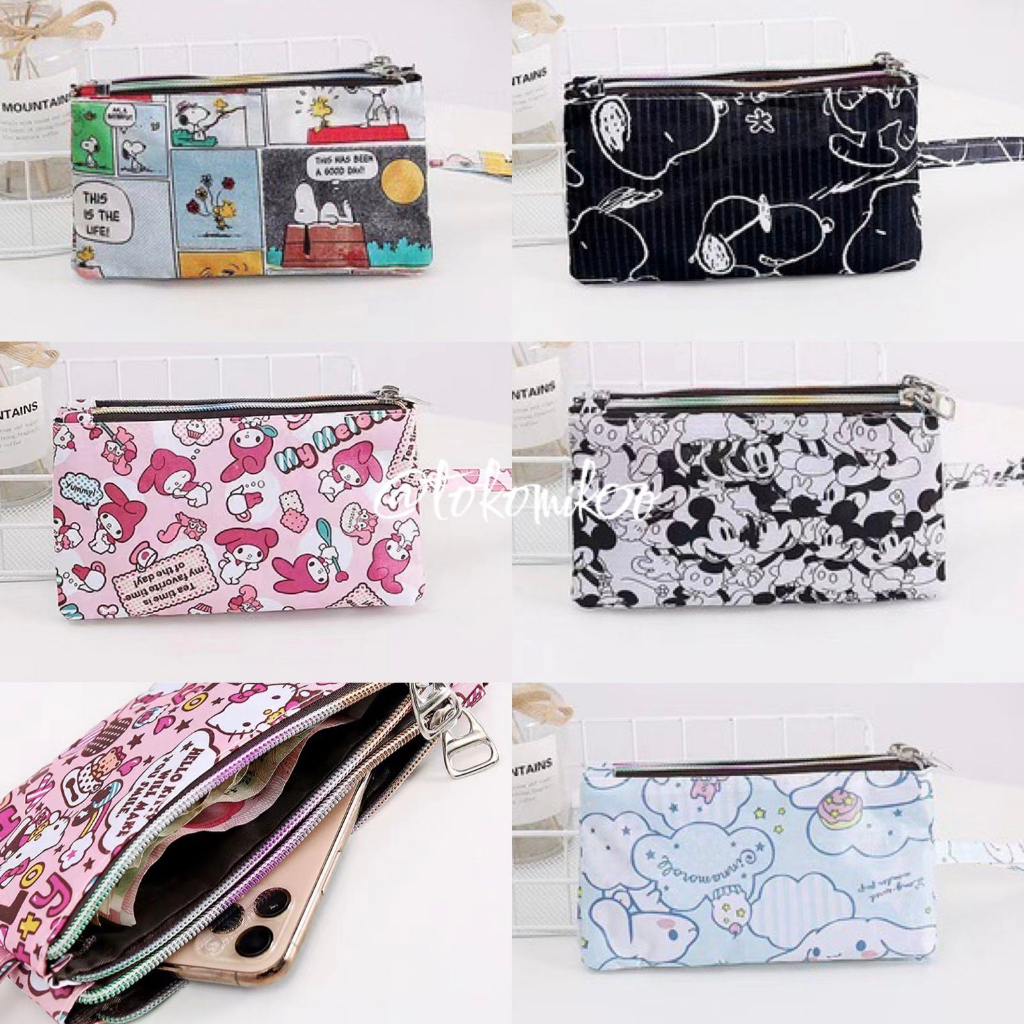 Pouch Handphone Pouch Serbaguna Karakter Snoopy Cinnamoroll Mickey My Melody