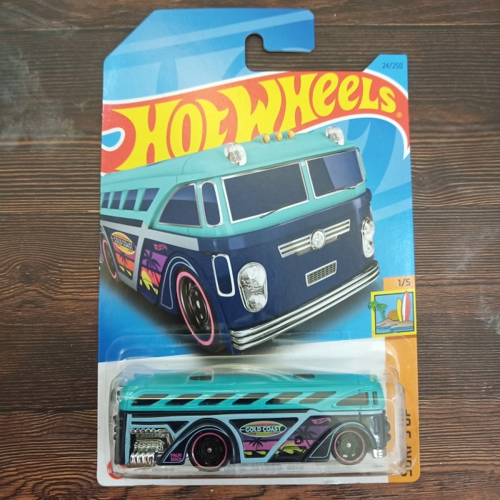 HOT WHEELS SURFIN SCHOOL BUS BIRU SURF UP MOBIL BIS
