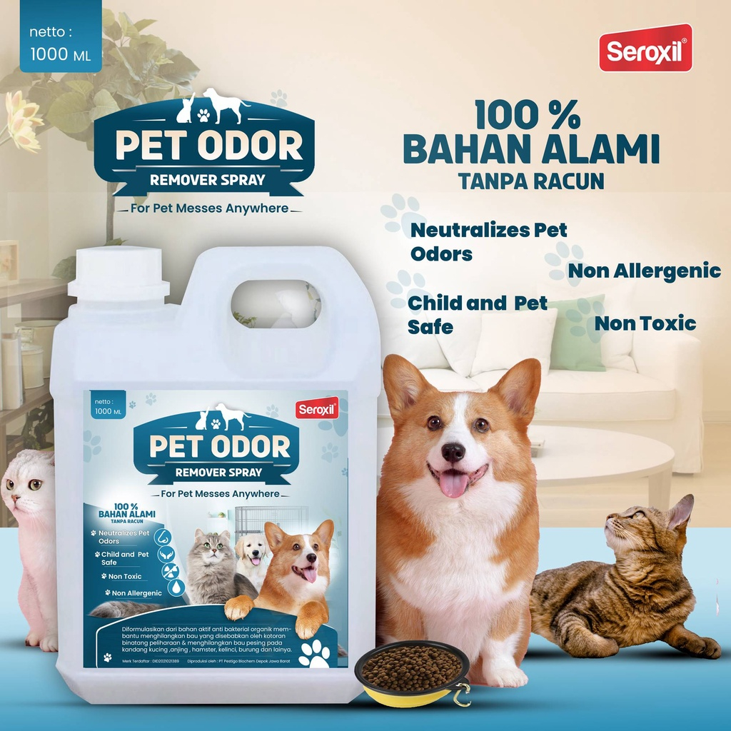 Seroxil Penghilang Bau Kotoran Pipis Pesing Kandang Kucing Anjing 1 Liter