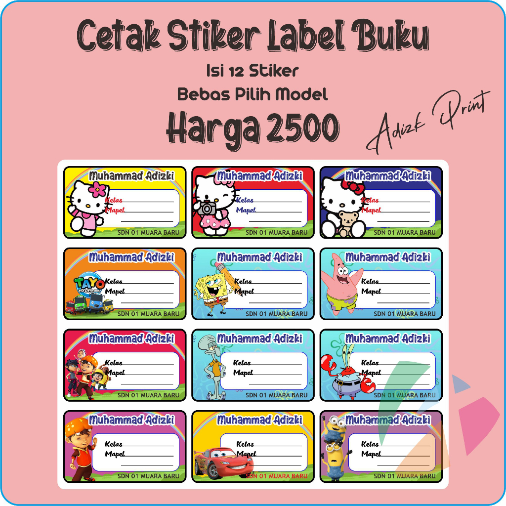 

STIKER LABEL MATA PELAJARAN SEKOLAH ISI BISA REQUEST GAMBAR PAKAI NAMA & NAMA SEKOLAH