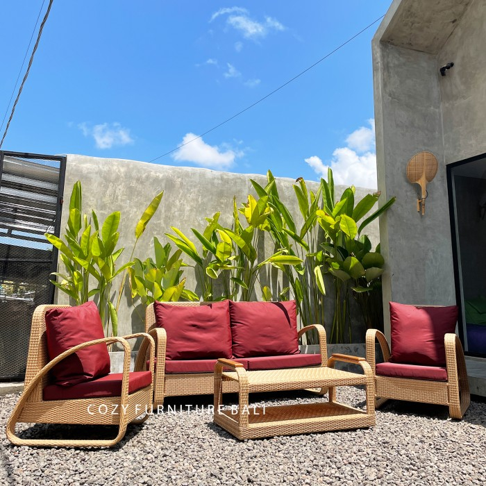 Kursi Sofa Rotan Sintetis Outdoor - Rattan Chair - TERAS RUANG TAMU