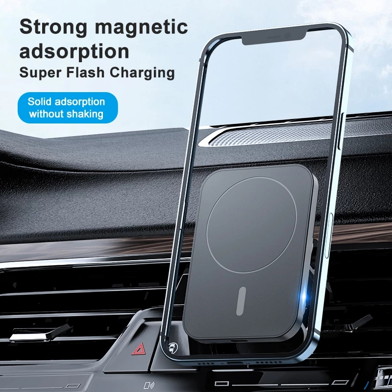 Wireless Charger Magnetic Phone Holder Car Fast Charging 15W - JJT-987 - Black