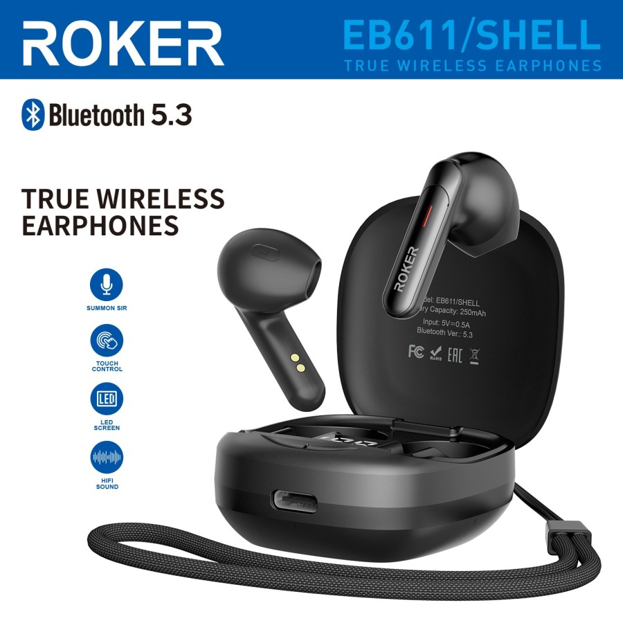HEADSET - HF - HANDSFREE ROKER SHELL EB611 TRUE WIRELESS EARBUD TWS BLUETOOTH 5.3