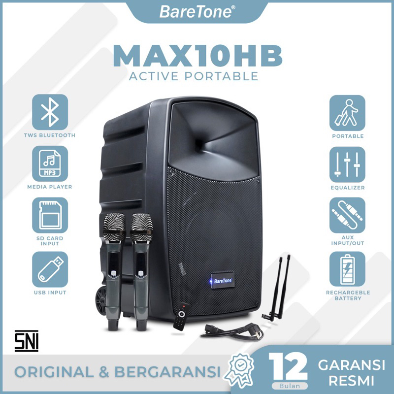 Portable Speaker Meeting Baretone 10” MAX-10HB MAX 10 HB 10 INCH ( Lengkap Stand dan Mic )