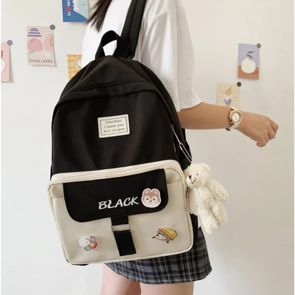 Tas anak perempuan Ransel Korea Motif Karakter Terbaru 2022 Material Kanvas Original Semua usia