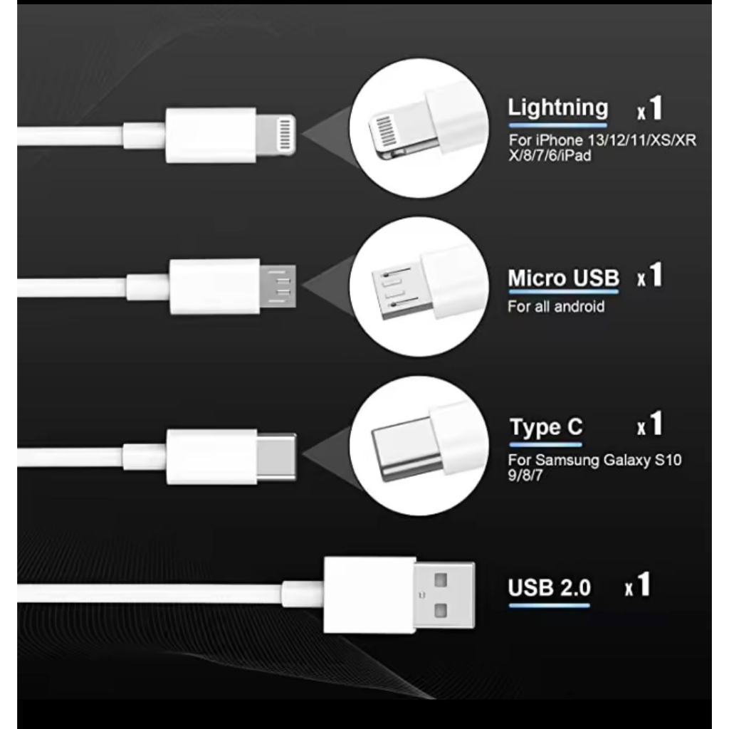 Kabel data golf 3in1 Charging Cable 3A GOLF GC-85 100cm micro type c iphone