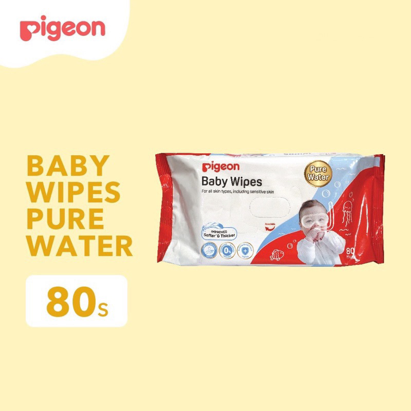 PIGEON Baby Wipes Pure Water - 82 Sheets Isi 2 Pack | Tisu Basah Bayi