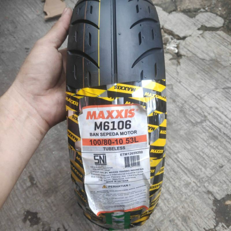 Ban tubles Maxxis 100 80 10 M6106 motor vespa matic matik ring 10 tubeless tubeles Made in Vietnam