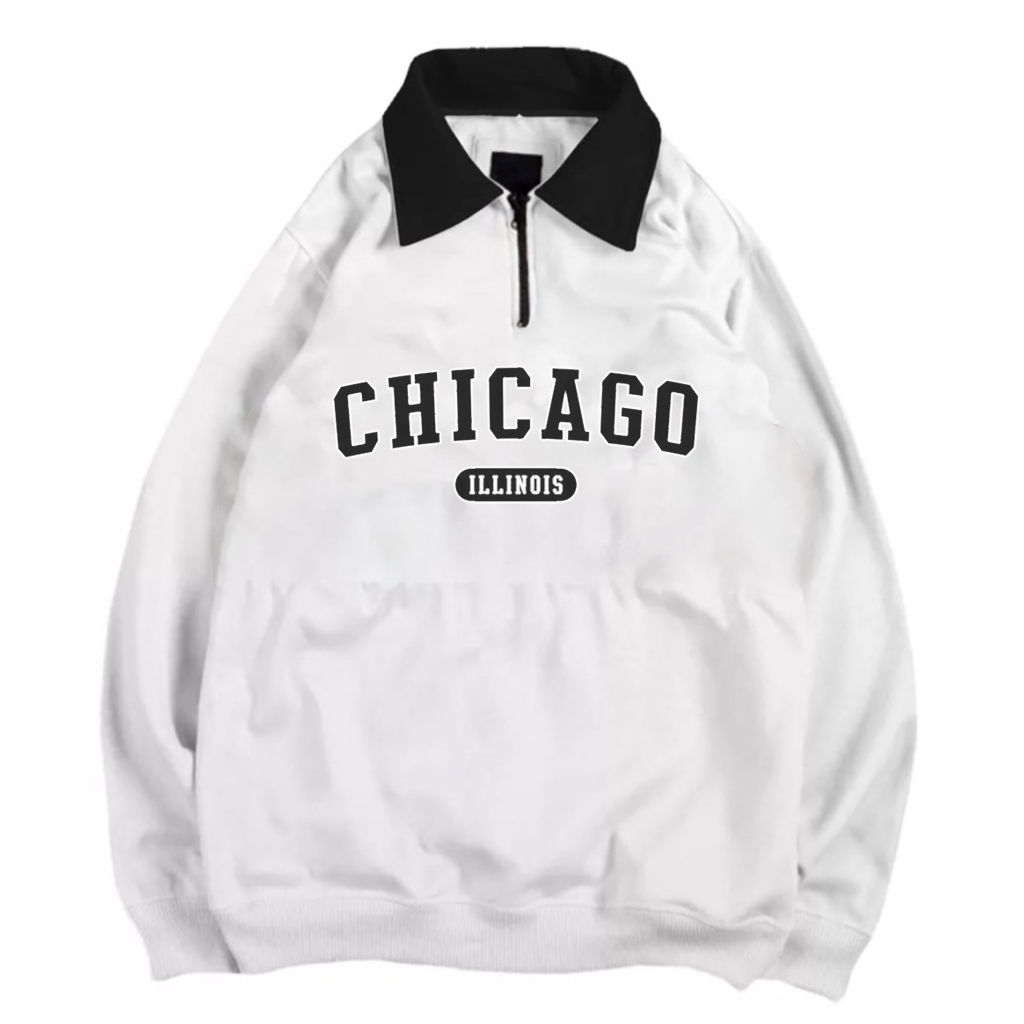 Sweater Crewneck Chicago Berkerah Edition Fashion Trendy Casual Pria Good Brand | Rugby Vintage