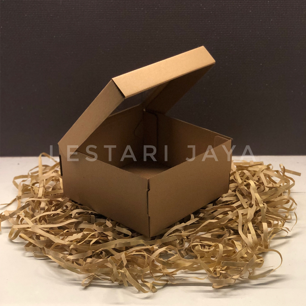 Box Kardus E-Flute Coklat Untuk Packaging Olshop Sovenir Baju Kotak Kado Hampers Cake 20x20x10 CM