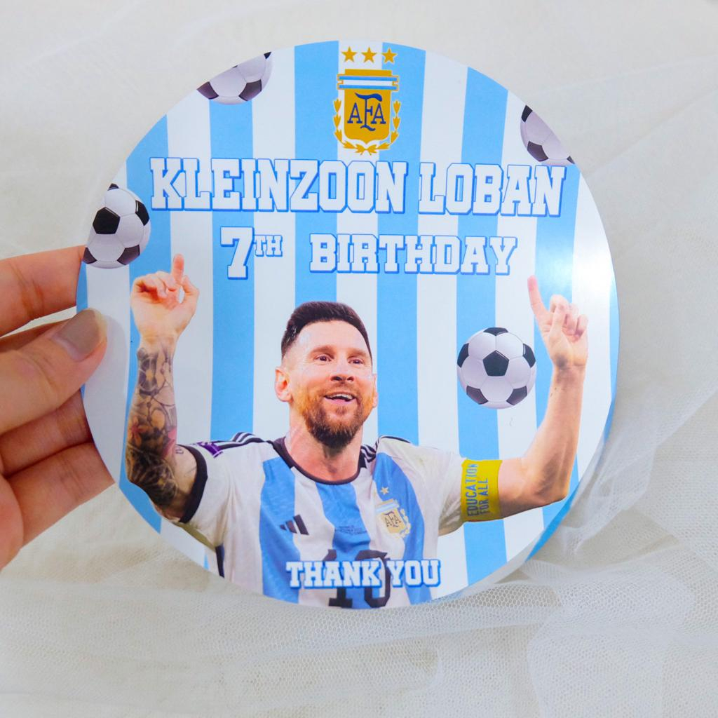 

Argentina Sepak Bola Sticker Birthday Souvenir Tempelan Ulang Tahun Hampers Pudding Tumpeng
