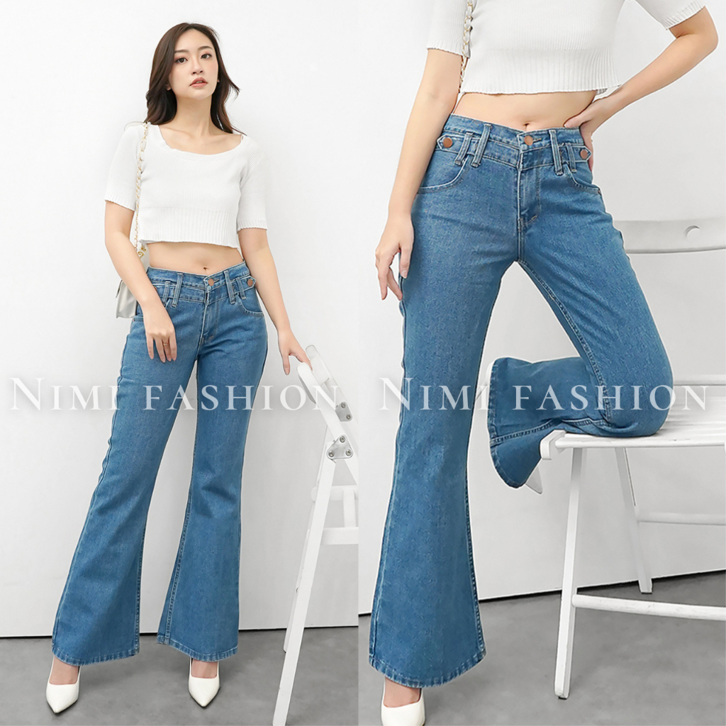 NIMI - Jeans Cutbray Highwaist Celana Hw Loose Jeans Valen