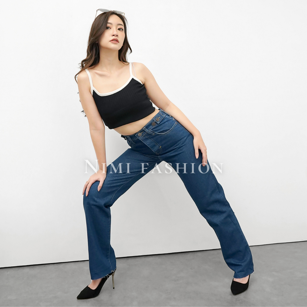 NIMI - Jeans Highwaist Loose Celana Jeans Kulot Hw Yuri