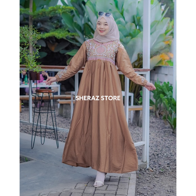 Gamis Bordir Jumbo Ld 120 130 140 SAKILA MAXI S M L XL XXL XXXL 5L Bahan Polo Linen Premium Terbaru