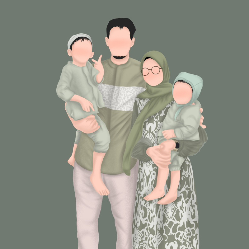 M06-(Tidak dicetak) | Gambar Ilustrasi tanpa wajah lucu - Ilustrasi Wajah - Ilustrasi Faceless - Kar