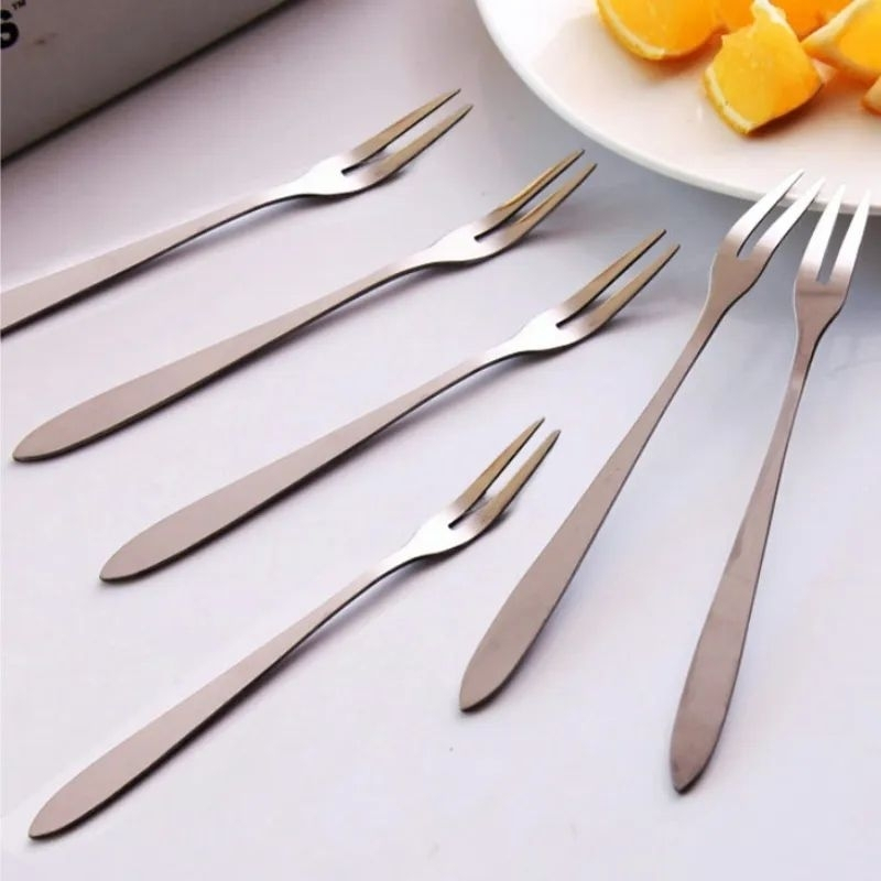 U0341 Garpu Mini Stainless Steel Fruit Fork Alat Makan Buah dan Kue