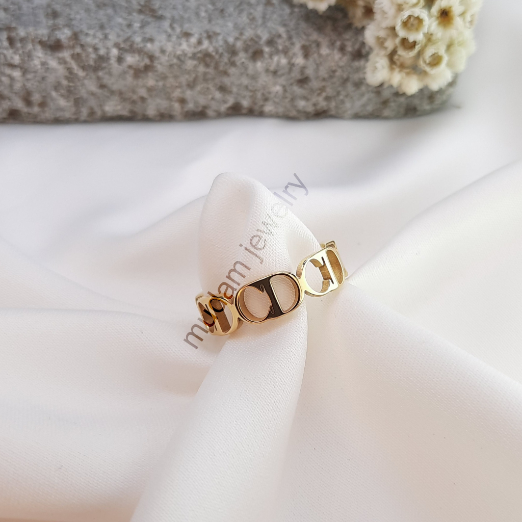 Cincin Model CD Hollow Warna Gold