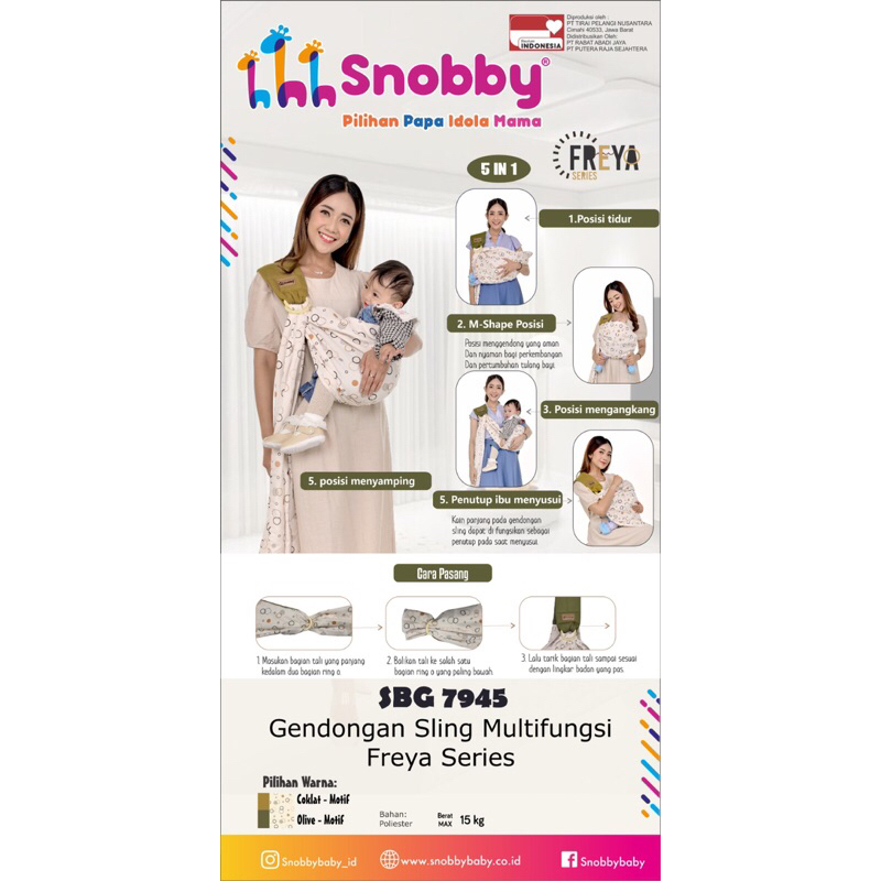 SNOBBY Gendongan Bayi Ring Sling Multifungsi Twiza | Athaya | Rocky | Jolly | Letra | Millo Series