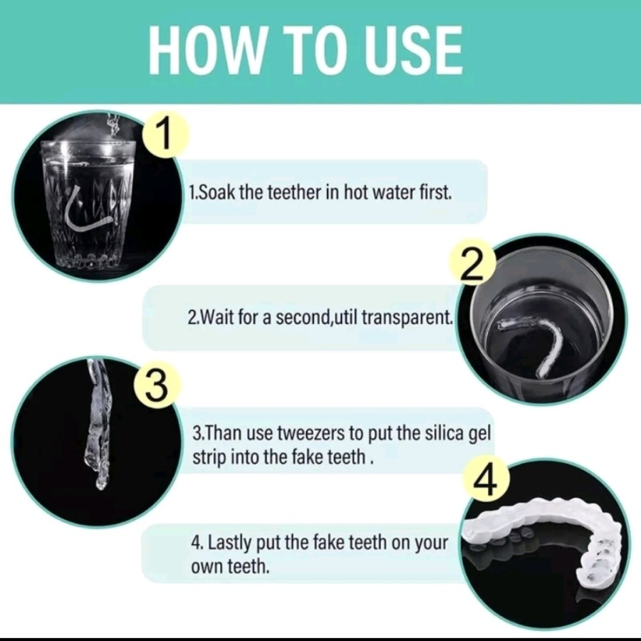 Snap On Smile Gigi Palsu Putih instan Veneer dapat 1 set atas bawah