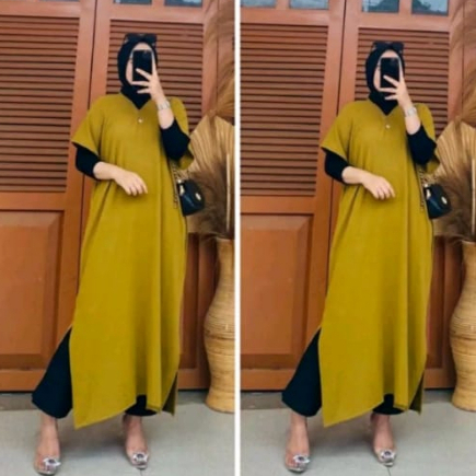 Nagita long Dress Square Crinkle Airflow Premium Panjang Ukuran Jumbo  Tanpa Lengan