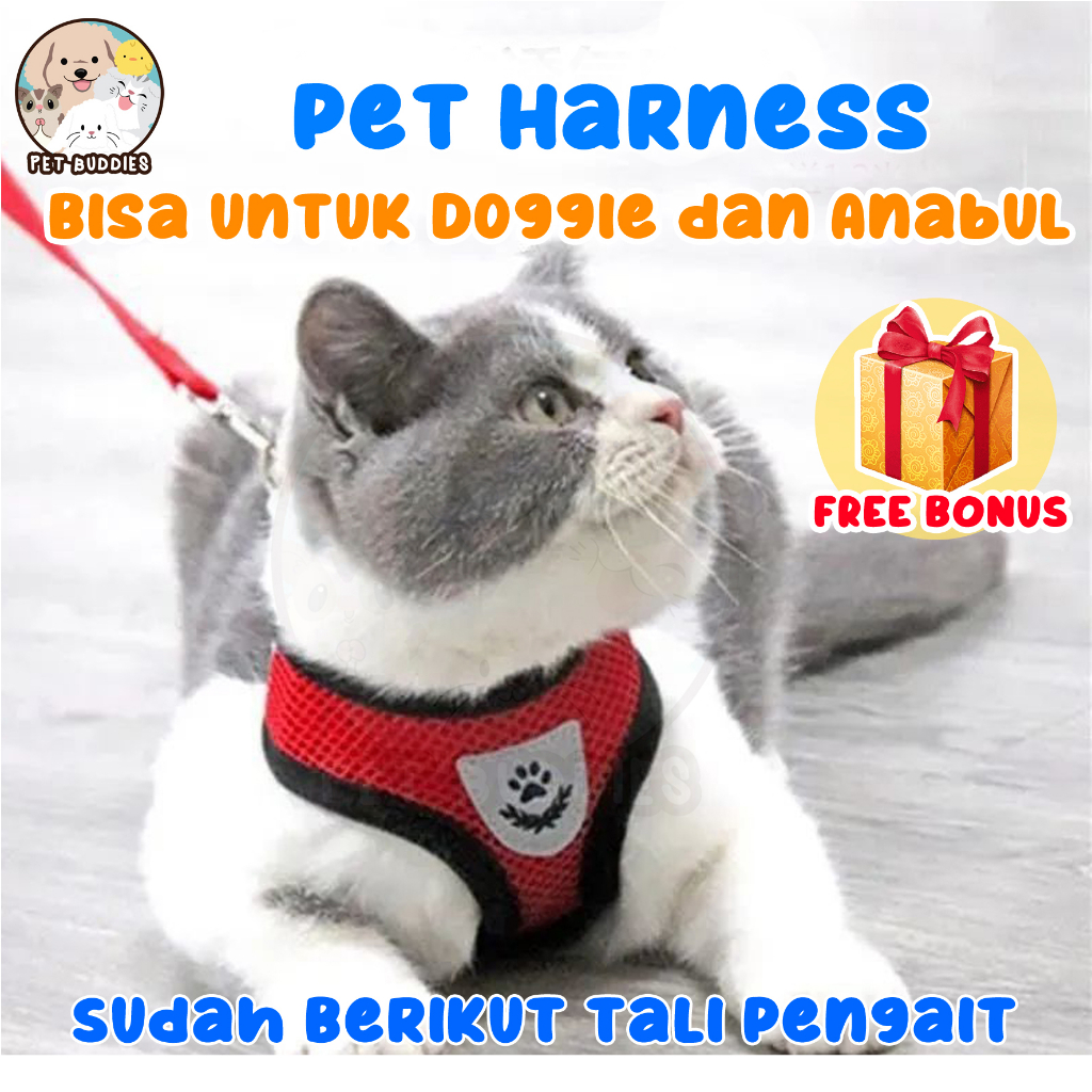 Rompi Kucing Jaring Pet Harness Anjing/Kucing Reflektif Bersirkulasi